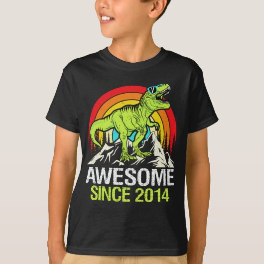 Geweldige sinds 2014 Dinosaur 9 jaar 9e verjaardag T-shirt (Voorkant)