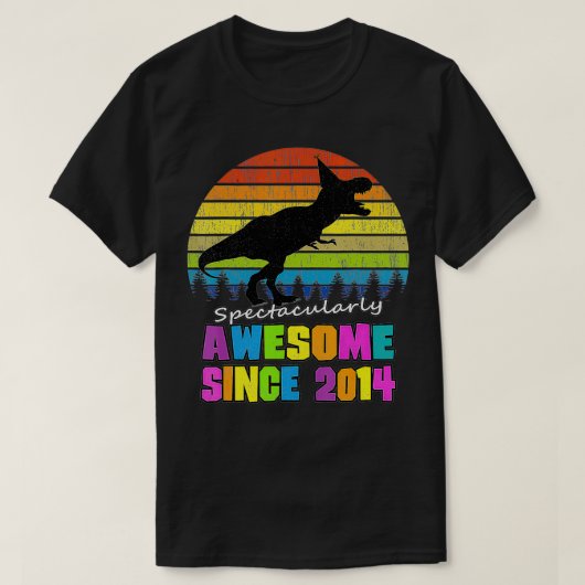 Geweldige sinds 2014 Dinosaur Birthday Boy T-shirt (Design voorkant)