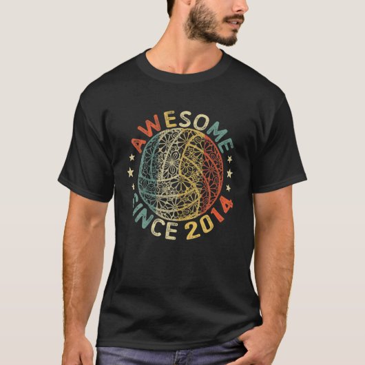 Geweldige sinds 2014 Gejaarde 8 jaar Volleybal T-shirt (Voorkant)