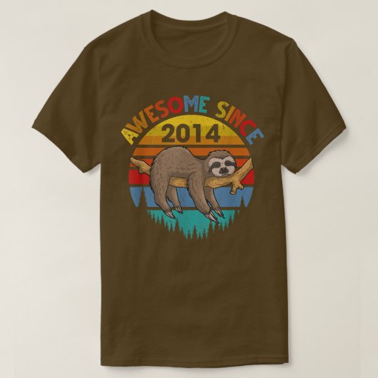 Geweldige sinds 2014 Sloth Birthday 8 Years old Bi T-shirt (Design voorkant)