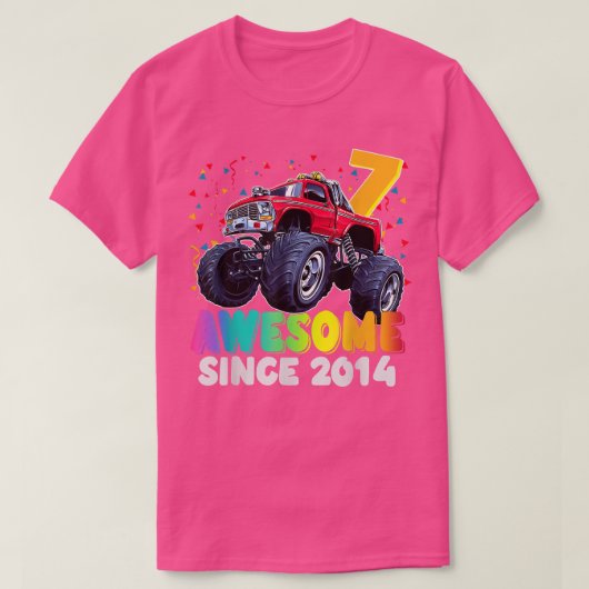 Geweldige sinds 2015 7th Birthday Boy Monster Truc T-shirt (Design voorkant)