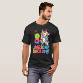 Geweldige sinds 2015: Dabbing Unicorn 8th Birthday T-shirt (Voorkant volledig)