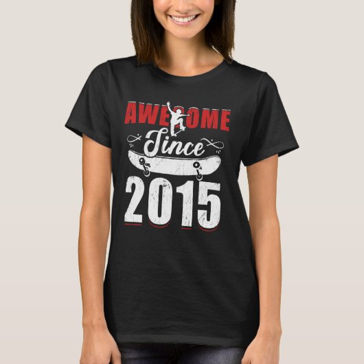 Geweldige sinds 2015 T-shirt 9 Skateboard is mijn  (Voorkant)