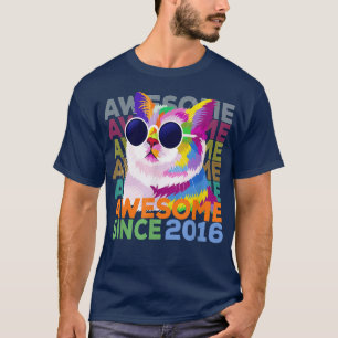 Geweldige sinds 2016 Funny Cat Lover 6th Birthday T-shirt