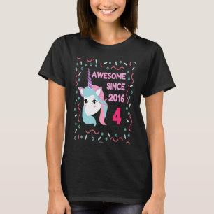 Geweldige sinds 2016 Pink Unicorn Age 3 Birthday T-shirt