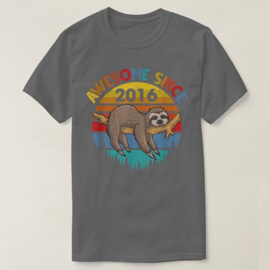 Geweldige sinds 2016 Sloth Birthday 6 Years old Bi T-shirt (Design voorkant)