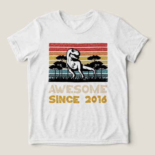Geweldige Sinds 2016  T-rex Tri-Blend Shirt (Design voorkant)