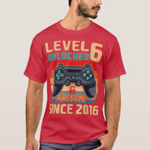 Geweldige sinds 2016 Video Game 6th Bday Level 6 U T-shirt