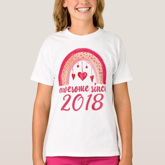 Geweldige sinds 2018 Cute Rainbow 4th Birthday Gif T-shirt (Voorkant)