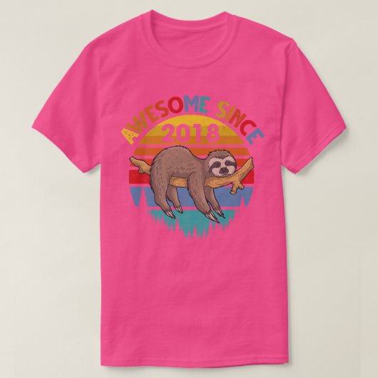 Geweldige sinds 2018 Sloth Birthday 4 Years old Bi T-shirt (Design voorkant)