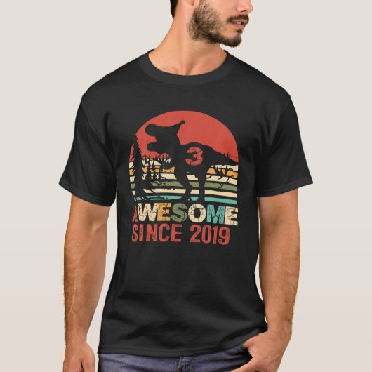 Geweldige sinds 2019 3x verjaardag Dinosaur 3 jaar T-shirt (Voorkant)