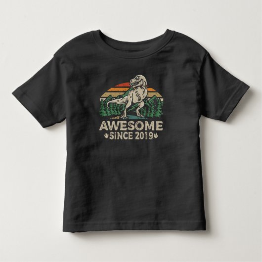 Geweldige sinds 2019 Dinosaurus 5 Jaar 5e Verjaard Kinder Shirts (Voorkant)
