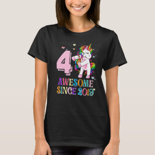 Geweldige sinds 2019 Flossing Unicorn 4 jaar oud m T-shirt