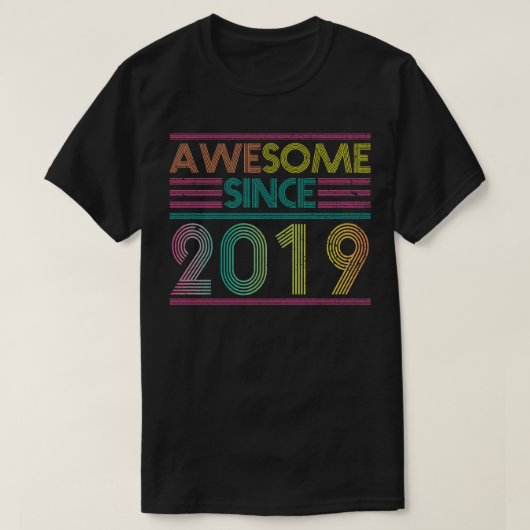 Geweldige sinds 2019 Grappig Kleurrijk 2019 Verjaa T-shirt (Design voorkant)