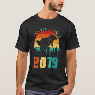 Geweldige sinds 2019 Retro Dinosaur Boys 4th Birth T-shirt