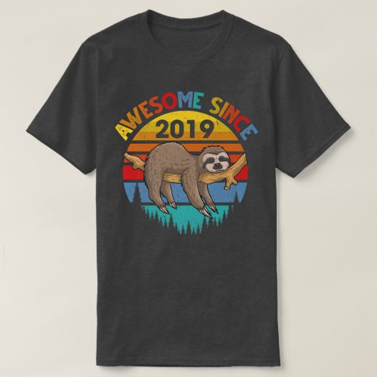 Geweldige sinds 2019 Sloth Birthday 3 Years old Bi T-shirt (Design voorkant)