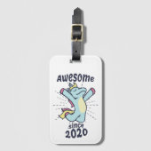 Geweldige sinds 2020 - Kids Birthday Unicorn Bagagelabel (Voorkant (verticaal))