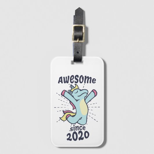 Geweldige sinds 2020 - Kids Birthday Unicorn Bagagelabel (Voorkant (verticaal))