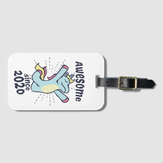 Geweldige sinds 2020 - Kids Birthday Unicorn Bagagelabel (Voorkant (horizontaal))