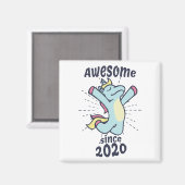 Geweldige sinds 2020 - Kids Birthday Unicorn Magneet (Voorkant / Achterkant)