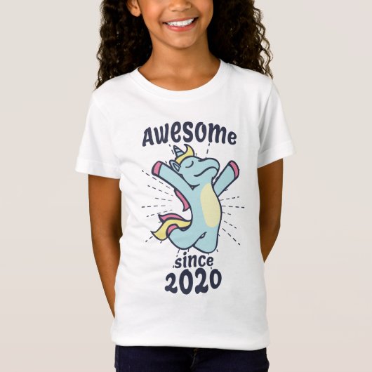 Geweldige sinds 2020 - Kids Birthday Unicorn T-shirt (Voorkant)