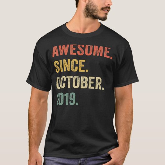 Geweldige sinds 3 jaar oktober 2019 t-shirt (Voorkant)