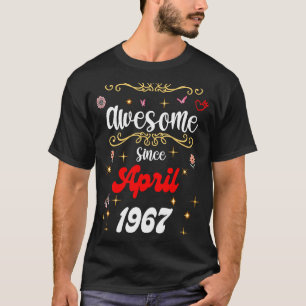 Geweldige sinds april 1967 Verjaardagsbloemen & Bo T-shirt