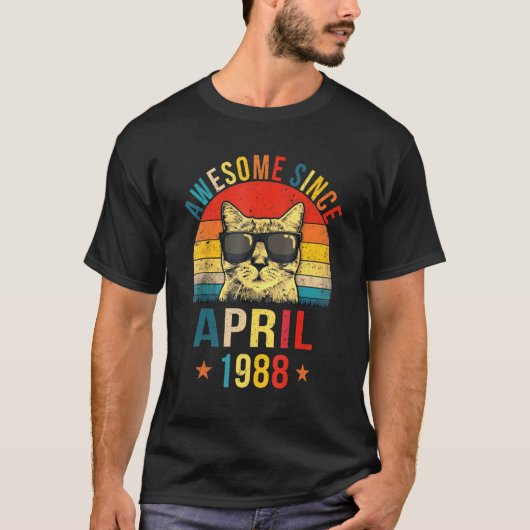 Geweldige sinds april 1988 34e geboortedag t-shirt (Voorkant)