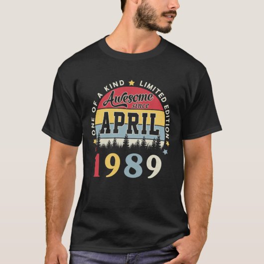 Geweldige sinds april 1989 Retro Birthday T-shirt (Voorkant)