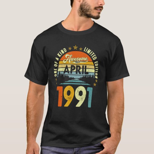 Geweldige sinds april 1991 31e verjaardag t-shirt (Voorkant)