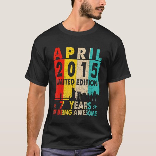 Geweldige sinds april 2015 7e verjaardag  retr. t-shirt (Voorkant)