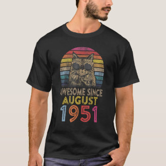 Geweldige sinds augustus 1951 72 jaar oud 72e gebo t-shirt