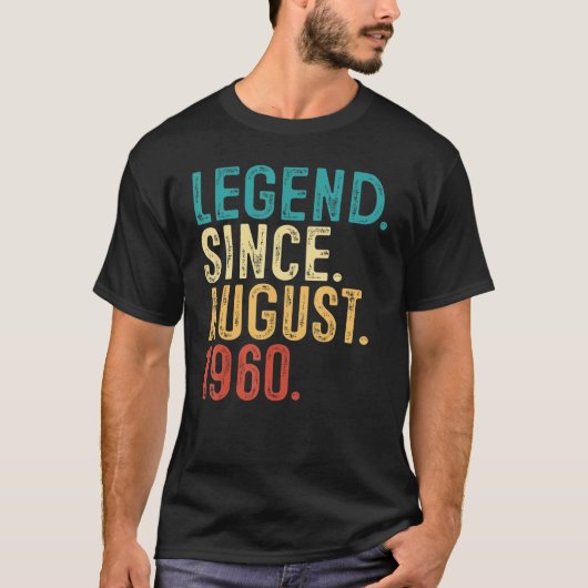 Geweldige sinds augustus 1960 62 dagen oud t-shirt (Voorkant)