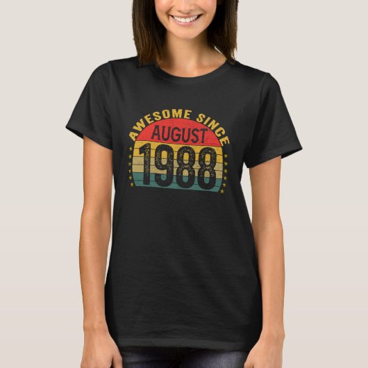 Geweldige Sinds augustus 1988 35e Verjaardag Vrouw T-shirt (Voorkant)