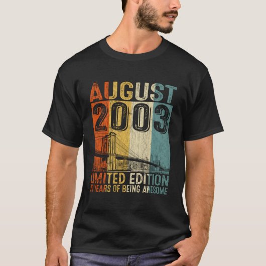Geweldige sinds augustus 2003  Gift Mannen 20th BI T-shirt (Voorkant)
