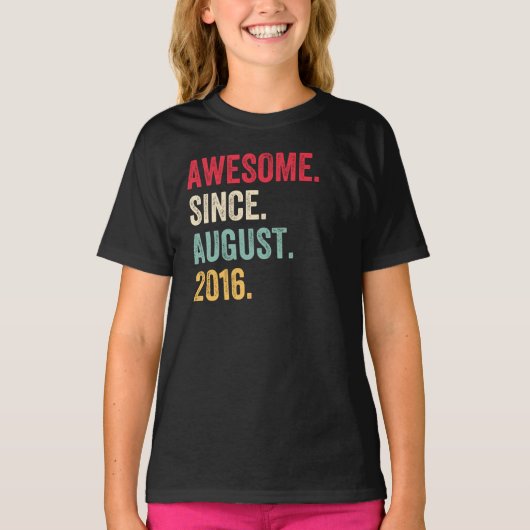 Geweldige sinds augustus 2016 Retro Birthday T-shirt (Voorkant)
