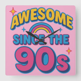 Geweldige sinds de jaren 90 - Kleurrijke Retro Y2K Vierkante Klok