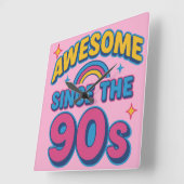 Geweldige sinds de jaren 90 - Kleurrijke Retro Y2K Vierkante Klok (Hoek)