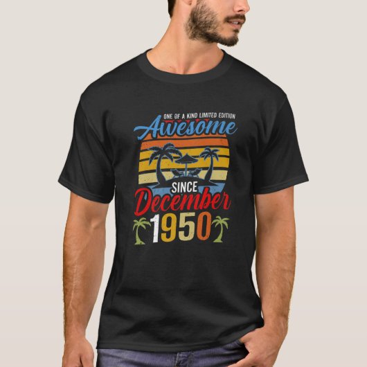 Geweldige sinds december 1950  Retro Birthday T-shirt (Voorkant)