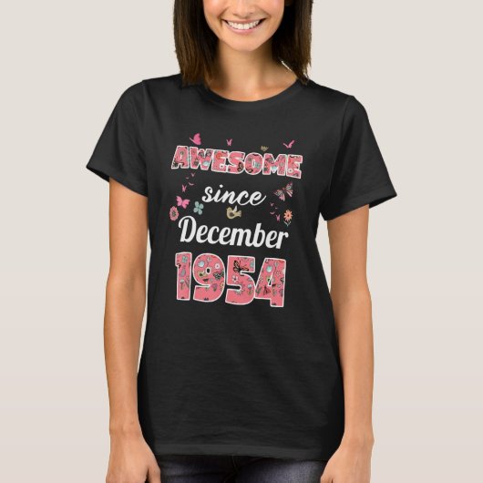 Geweldige sinds december 1954 bloemen 1954 decembe t-shirt (Voorkant)