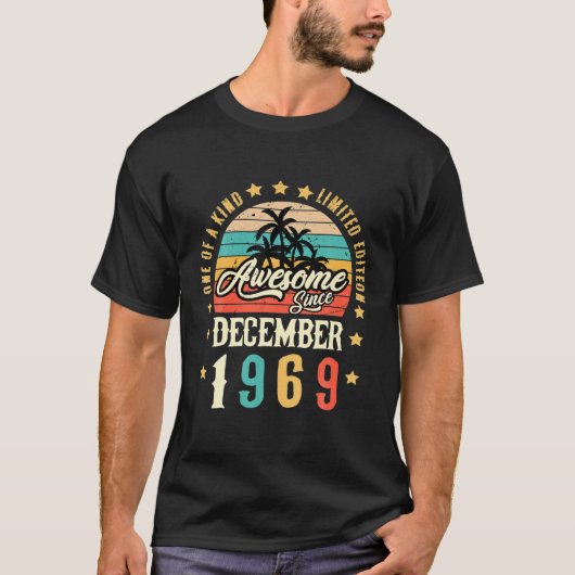 Geweldige sinds december 1969 52e verjaardag t-shirt (Voorkant)