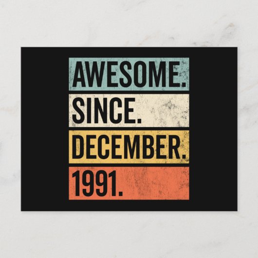 Geweldige sinds december 1991 briefkaart (Voorkant)