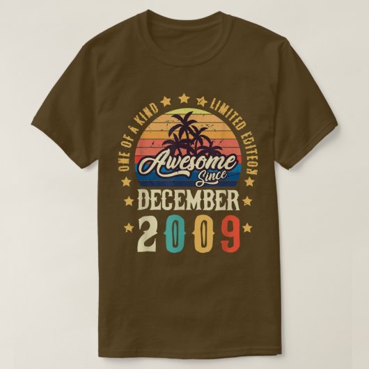 Geweldige sinds december 2009  12e verjaardag t-shirt (Design voorkant)