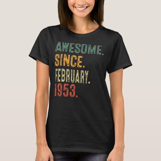 Geweldige sinds februari 1953 70ste verjaardagscad t-shirt (Voorkant)