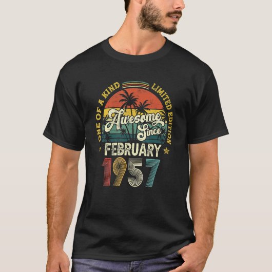 Geweldige sinds februari 1957  65e verjaardag t-shirt (Voorkant)