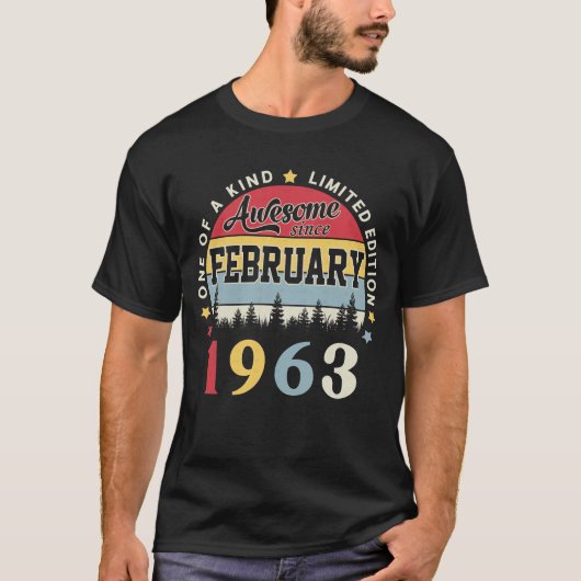 Geweldige sinds februari 1963  Retro Birthday T-shirt (Voorkant)