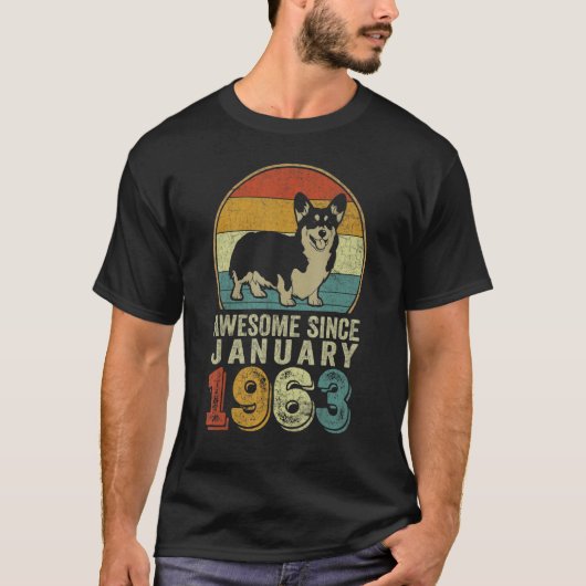 Geweldige sinds januari 1963 60e verjaardag Dog T-shirt (Voorkant)