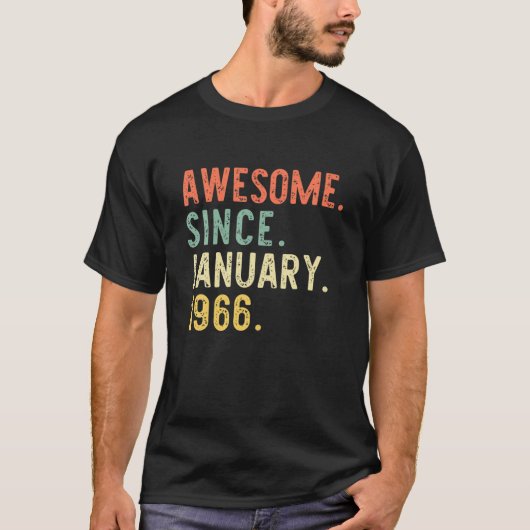 Geweldige sinds januari 1966 55e cadeau op 55e ver t-shirt (Voorkant)