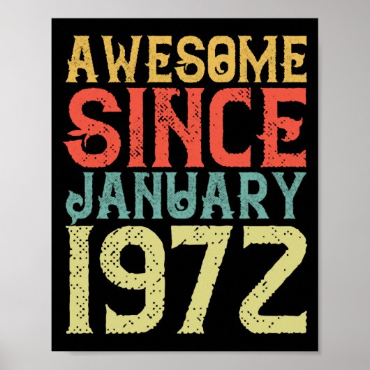Geweldige sinds januari 1972  Retro Birthday Poster (Voorkant)