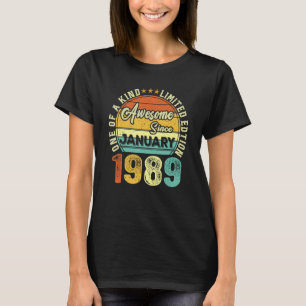 Geweldige sinds januari 1989 34e verjaardag 34 jaa t-shirt